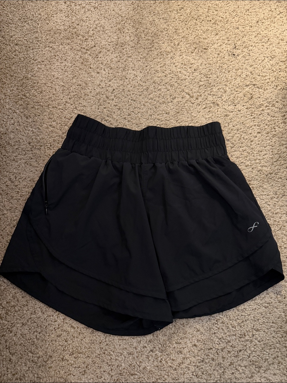 Black Women's Layered Athletic Shorts with Elastic Waist